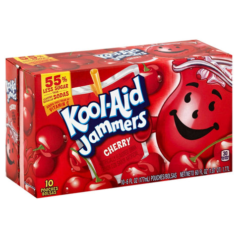 Kool Aid Jammers Cherry Soft Drink, 60 Fluid Ounce - 10 per pack -- 4 packs per case.
