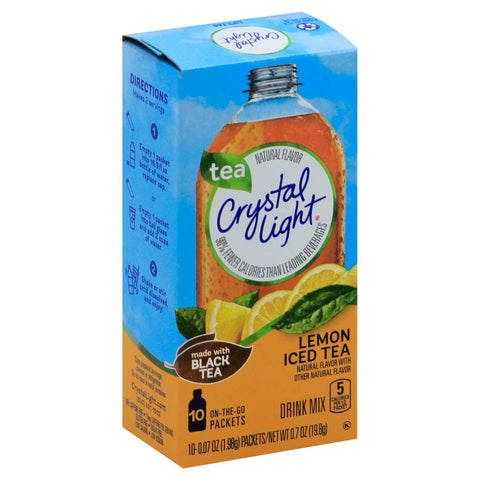 Crystal Light On The Go Lemon Iced Tea Powdered Soft Drink Mix, 0.07 Ounce - 10 per pack -- 12 packs per case.