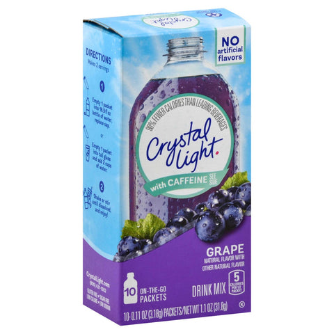 Crystal Light On The Go Grape Powdered Soft Drink Mix, 0.11 Ounce - 10 per pack -- 12 packs per case.