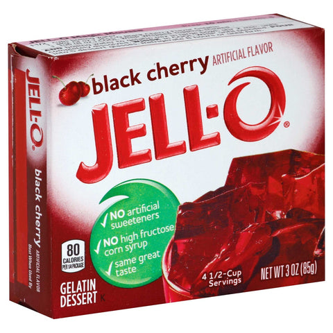 Jello Black Cherry Gelatin, 3 Ounce -- 24 Case