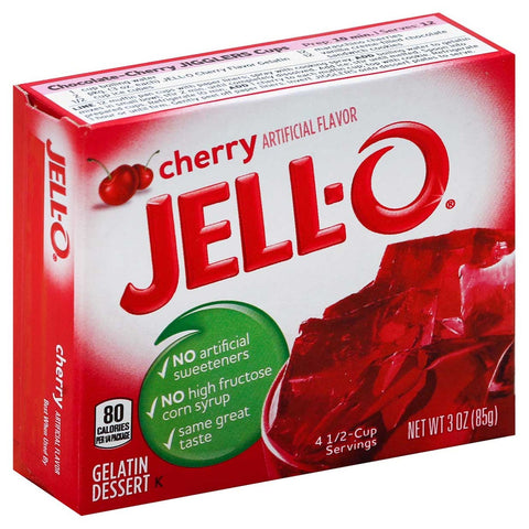 Jello Cherry Gelatin, 3 Ounce --24 Case