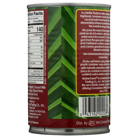 Edward and Sons Organic Coconut Milk, 14 Ounce -- 12 per case.