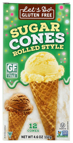 Lets Do Gluten Free Sugar Cones, 4.6 Ounce -- 12 per case.