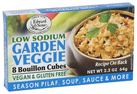 Edward And Sons Natural Low Sodium Veggie Bouillon Cube, 2.2 Ounce -- 12 per case.