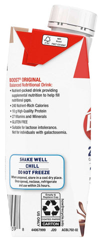 Nestle Boost Original Rich Chocolate Balanced Nutritional Drink, 8.01 Fluid Ounce -- 24 per case