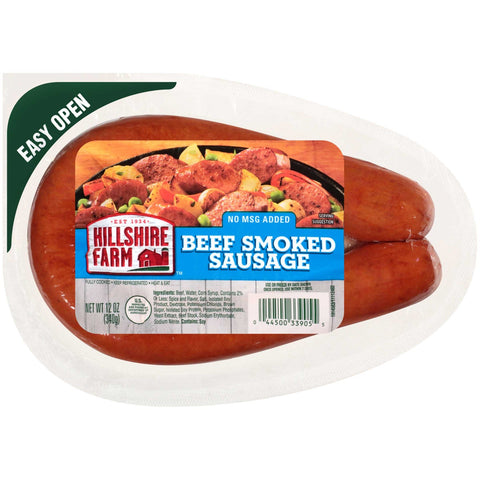 Hillshire Farm Beef Smoked Sausage, 12 Ounce -- 18 per case.