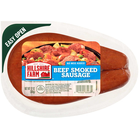 Hillshire Farm Beef Smoked Sausage Rope, 12 Ounce -- 8 per case.