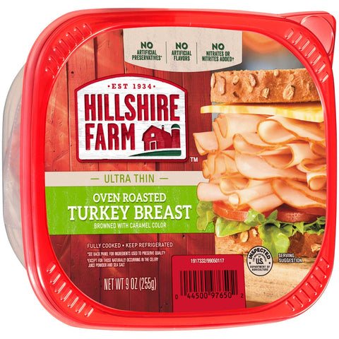 Hillshire Farm Lunchmeat Ultra Thin Oven Roasted Turkey Breast, 9 Ounce -- 9 per case.
