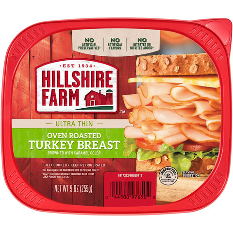 Hillshire Farm Lunchmeat Ultra Thin Oven Roasted Turkey Breast, 9 Ounce -- 9 per case.