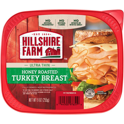 Hillshire Farm Ultra Thin Honey Roasted Turkey Lunch Meat, 9 Ounce Tub -- 9 per case.