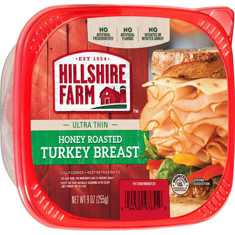 Hillshire Farm Ultra Thin Honey Roasted Turkey Lunch Meat, 9 Ounce Tub -- 9 per case.
