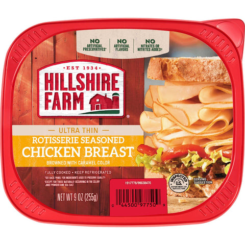 Hillshire Farm Ultra Thin Rotisserie Chicken Lunch Meat, 9 Ounce Tub -- 9 per case.