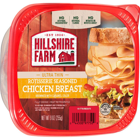 Hillshire Farm Ultra Thin Rotisserie Chicken Lunch Meat, 9 Ounce Tub -- 9 per case.