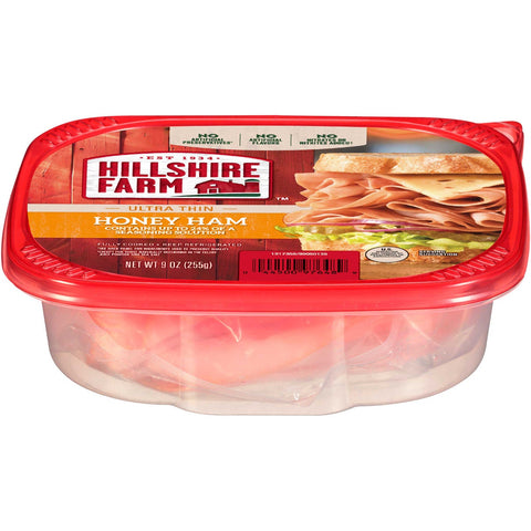 Hillshire Farm Ultra Thin Honey Ham Lunch Meat, 9 Ounce Tub -- 9 per case.