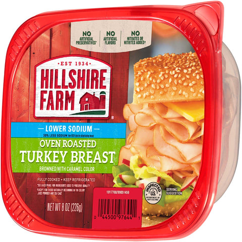 Hillshire Farm Low Sodium Oven Roasted Turkey Lunchmeat, 8 Ounce -- 9 per case.