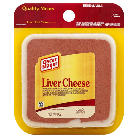Oscar Mayer Square Meat Liver Cheese, 8 Ounce -- 9 per case.