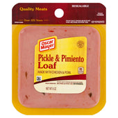 Oscar Mayer Sliced Square Pickle and Pimiento Meat Loaf, 8 Ounce -- 9 per case.