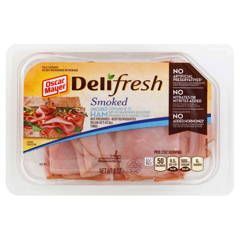 Oscar Mayer Deli Fresh Shaved Smoked Ham, 9 Ounce -- 8 per case.