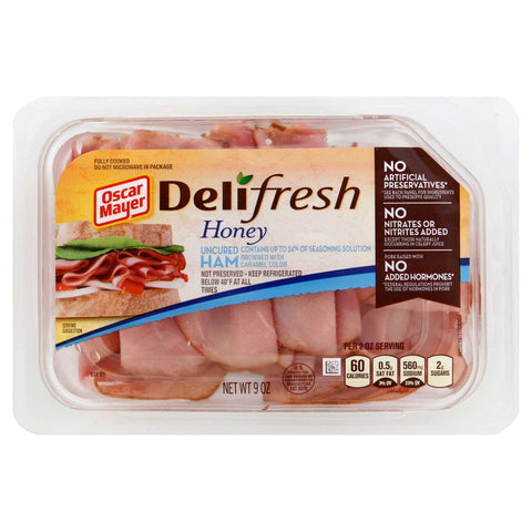 Oscar Mayer Deli Fresh Meat Shaved Honey Ham, 9 Ounce -- 8 per case.