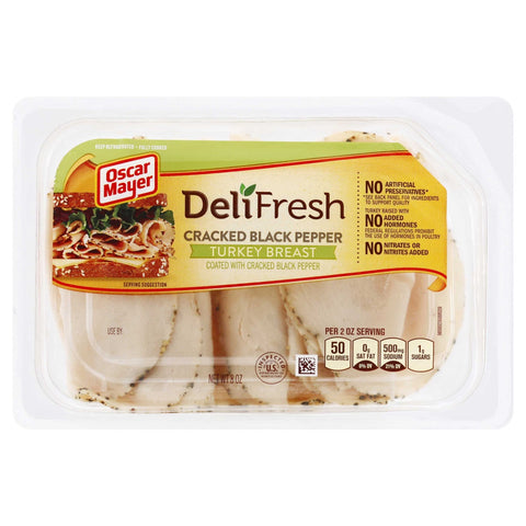 Oscar Mayer Delifresh Cracked Black Pepper Turkey Breast, 8 Ounce -- 8 per case.