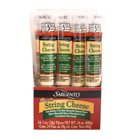 Sargento Single String Cheese Snack, 1 Ounce - 24 per pack -- 4 packs per case.