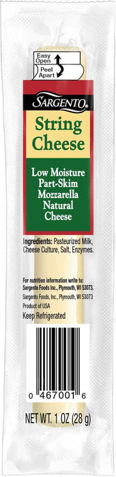 Sargento Single String Cheese Snack, 1 Ounce - 24 per pack -- 4 packs per case.