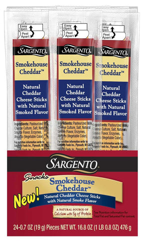 Sargento Smokehouse Cheddar Cheese Sticks, 0.7 Ounce -- 96 per case.