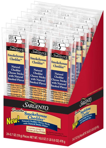 Sargento Smokehouse Cheddar Cheese Sticks, 0.7 Ounce -- 96 per case.