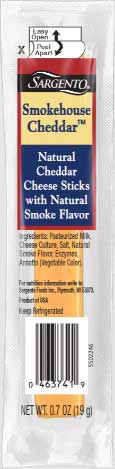 Sargento Smokehouse Cheddar Cheese Sticks, 0.7 Ounce -- 96 per case.