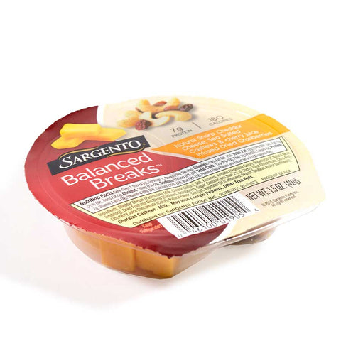 Sargento Balanced Breaks Single Natural White Cheddar Cheese with Almonds and Cranberries, 1.5 Ounce -- 12 per case.