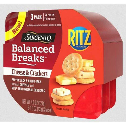 Sargento Balanced Breaks Single Pepper Jack and Colby Jack Cheese with Mini Ritz Crackers, 1.5 Ounce -- 12 per case