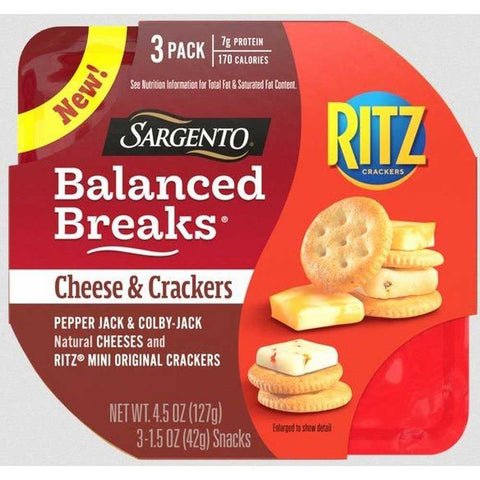 Sargento Balanced Breaks Single Pepper Jack and Colby Jack Cheese with Mini Ritz Crackers, 1.5 Ounce -- 12 per case