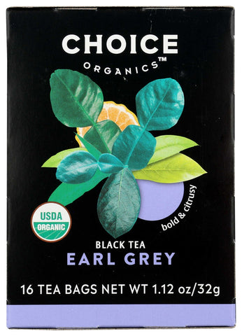 Choice Organic Teas Earl Grey Black Tea - 16 bags per pack -- 6 packs per case.