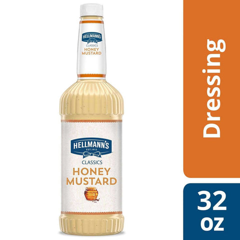 Single Hellmann's Classics Honey Mustard Salad Dressing Salad Bar Bottle, 32 Ounce