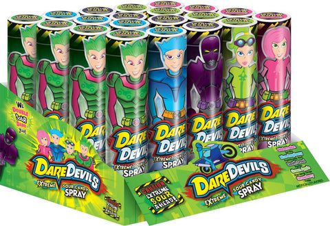 Dare Devils Extreme Sour Spray Candy, 0.68 Ounce -- 160 per case.