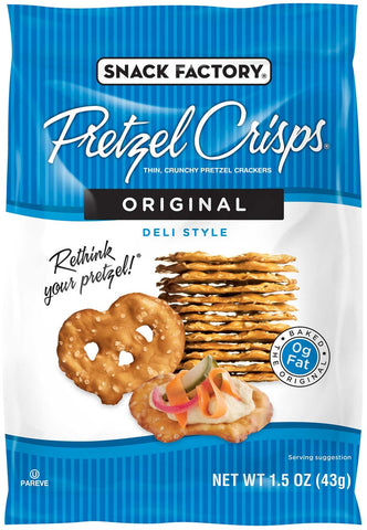 Pretzel Crisps Original Deli Style Pretzel Crackers, 1.5 Ounce -- 24 per case.