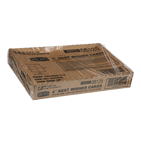 Rich Best Wish Yellow Cake with 3 Clear Roses, 5 Ounce -- 12 per case.