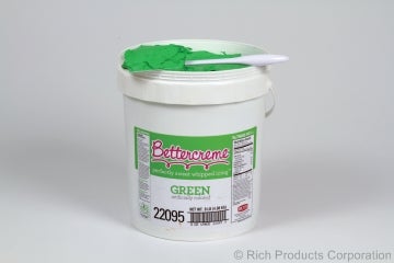 Rich Bettercreme Pre Whipped Green Icing, 9 Pound.