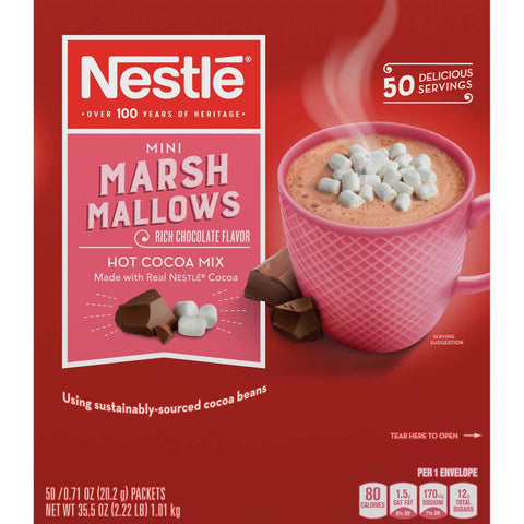 Nestle 0.71 Ounce Hot Cocoa Mix with Marshmallow, 50 count per pack -- 6 per case.