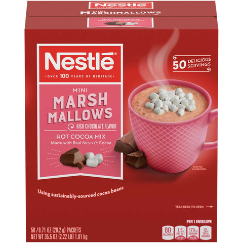 Nestle 0.71 Ounce Hot Cocoa Mix with Marshmallow, 50 count per pack -- 6 per case.