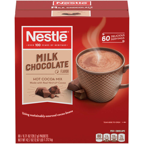 Nestle Milk Chocolate Hot Cocoa Mix, 0.713 Ounce -- 360 per case.