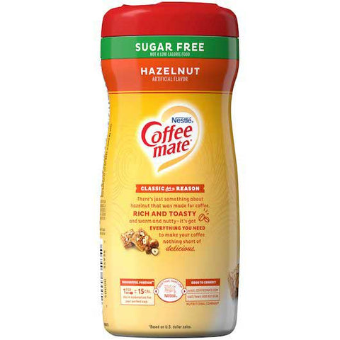 Coffee-Mate Sugar-Free Hazelnut Powder Creamer, 10.2 Ounce -- 6 per case