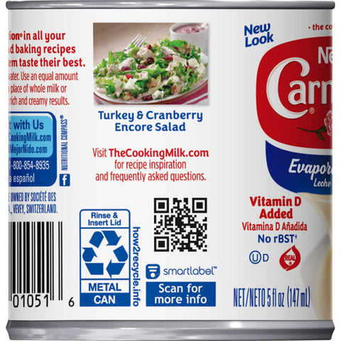 Nestle Carnation Vitamin D Added Evaporated Milk, 5 Fluid Ounce -- 24 per case.