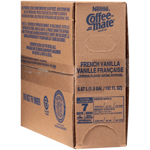 Coffee-Mate French Vanilla Liquid Bulk Creamer - 192 oz. pack, 3 packs per case