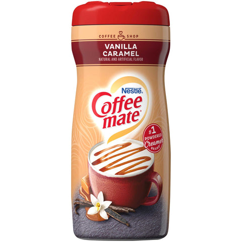 Coffee-Mate Vanilla Caramel Powder Creamer - 15 oz. canister, 6 canisters per case