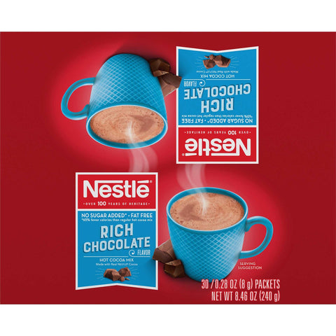 Nestle No Sugar Added Rich Chocolate Flavor Hot Cocoa Mix, 0.28 Ounce -- 180 per case.