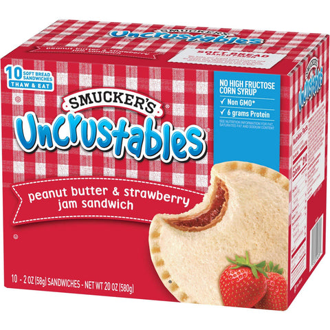 Smuckers Uncrustables Peanut Butter and Strawberry Jam Sandwich, 2 Ounce -- 60 per case.