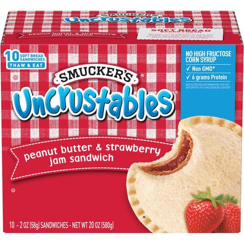 Smuckers Uncrustables Peanut Butter and Strawberry Jam Sandwich, 2 Ounce -- 60 per case.