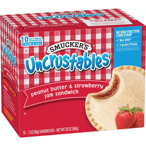 Smuckers Uncrustables Peanut Butter and Strawberry Jam Sandwich, 2 Ounce -- 60 per case.