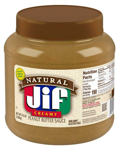 Jif Natural Peanut Butter Sauce, 4.5 Pound Jar -- 2 per case